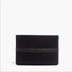 NWT Madewell Albury Clutch Black Leather Suede